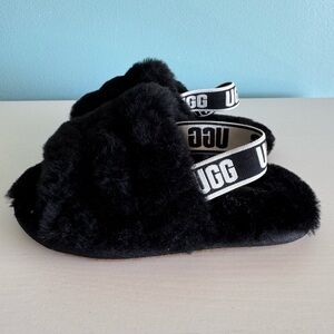UGG Black Fluffy Slides